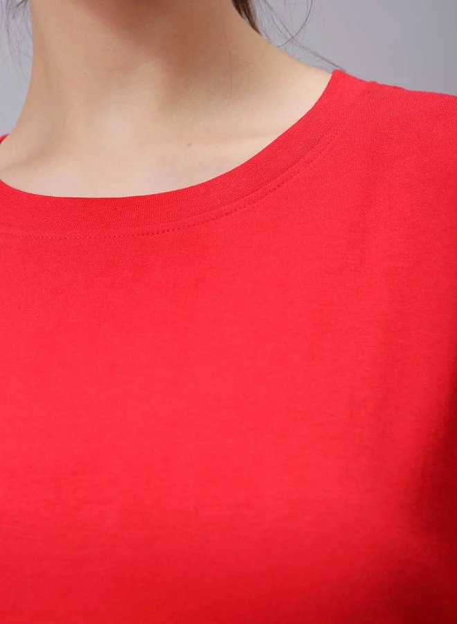Freehand Women Regular Fit Solid Crew Neck T-Shirt