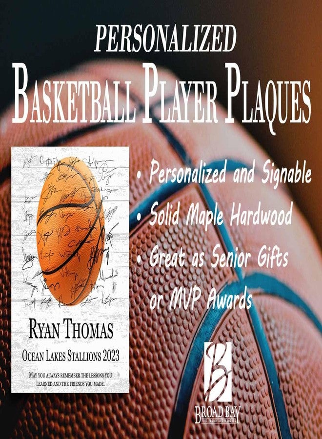 Broad Bay Basketball Recognition Award Trophy or Coach Gift Plaque - Signable Sports Award for Players, Senior Season Gift, Recognition or Team Coaches - 10.5x10.5 Inches - Image 3