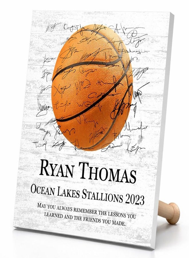 Broad Bay Basketball Recognition Award Trophy or Coach Gift Plaque - Signable Sports Award for Players, Senior Season Gift, Recognition or Team Coaches - 10.5x10.5 Inches - Image 1