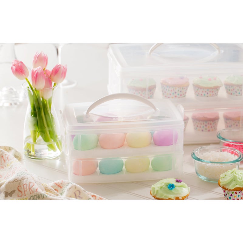 Snapware Snap 'N Stack Portable Storage Carrier with Lid for Eggs  BPA-Free Egg Holders  Dessert Carrier with Stackable Trays  Microwave  Freezer and Dishwasher Safe(Clear) - Image 2