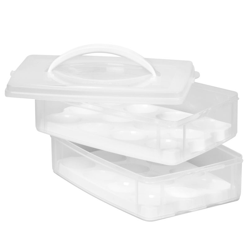 Snapware Snap 'N Stack Portable Storage Carrier with Lid for Eggs  BPA-Free Egg Holders  Dessert Carrier with Stackable Trays  Microwave  Freezer and Dishwasher Safe(Clear) - Image 1