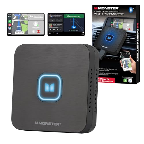 Monster Wireless CarPlay Adapter, Wireless Android Auto Adapter, Convert Wired to Wireless CarPlay & Android Auto, Compact Dongle for Factory Wired CarPlay Cars, USB-C & USB-A Cables Included - Image 1