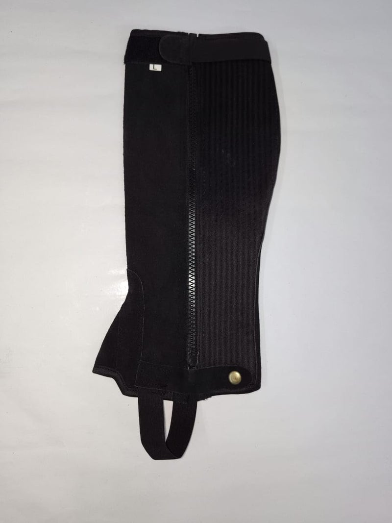 DEFENCER Horse Riding Half Chaps Gaiters || Equestrian/New Unisex/Washable || Leather Horse Riding Gaitors - Black - Image 2