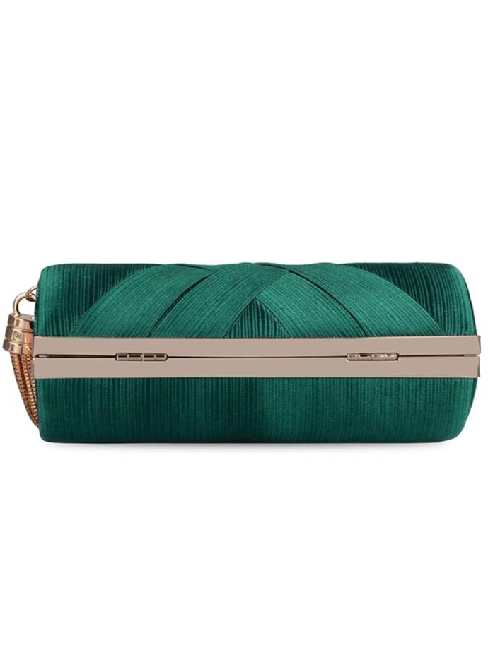 general Stylish and Beautiful Tassel Decorated Small Party Bag for Women, Solid green - Image 3