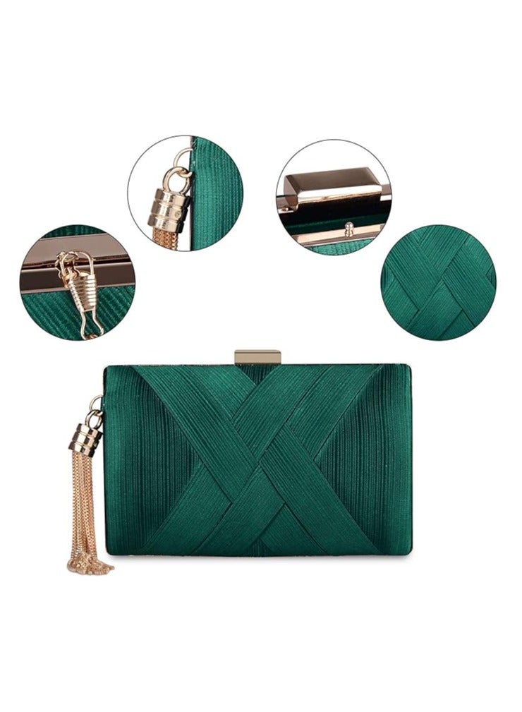 general Stylish and Beautiful Tassel Decorated Small Party Bag for Women, Solid green - Image 5