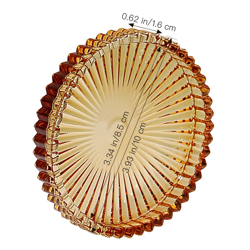 Vixdonos 3.8 Inch Glass Pillar Candle Holder Set Pack 2 Gear Round Plate Serrated Candle Stand for Table Centerpieces,Party, Wedding and Home Decor - Image 2