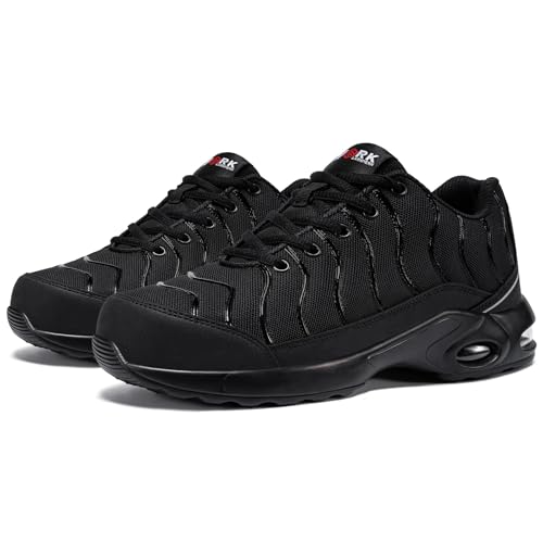 DYKHMILY Steel Toe Sneakers for Men Wide Air Cushion Work Shoes Puncture Proof Lightweight Safety Sneakers Breathable Slip Resistant Steel Toe Tennis Shoe Comfort(10.5,Black,LSE31270) - Image 5