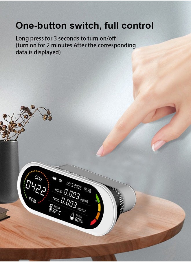 INKBIRD - Air Quality CO2 Monitor 5-in-One Indoor CO2 Detector FormaldehydeTemperature Humidity Detector with Audible and Visual Alarm Real Time Test Battery Powered for Home Office and School - Image 1