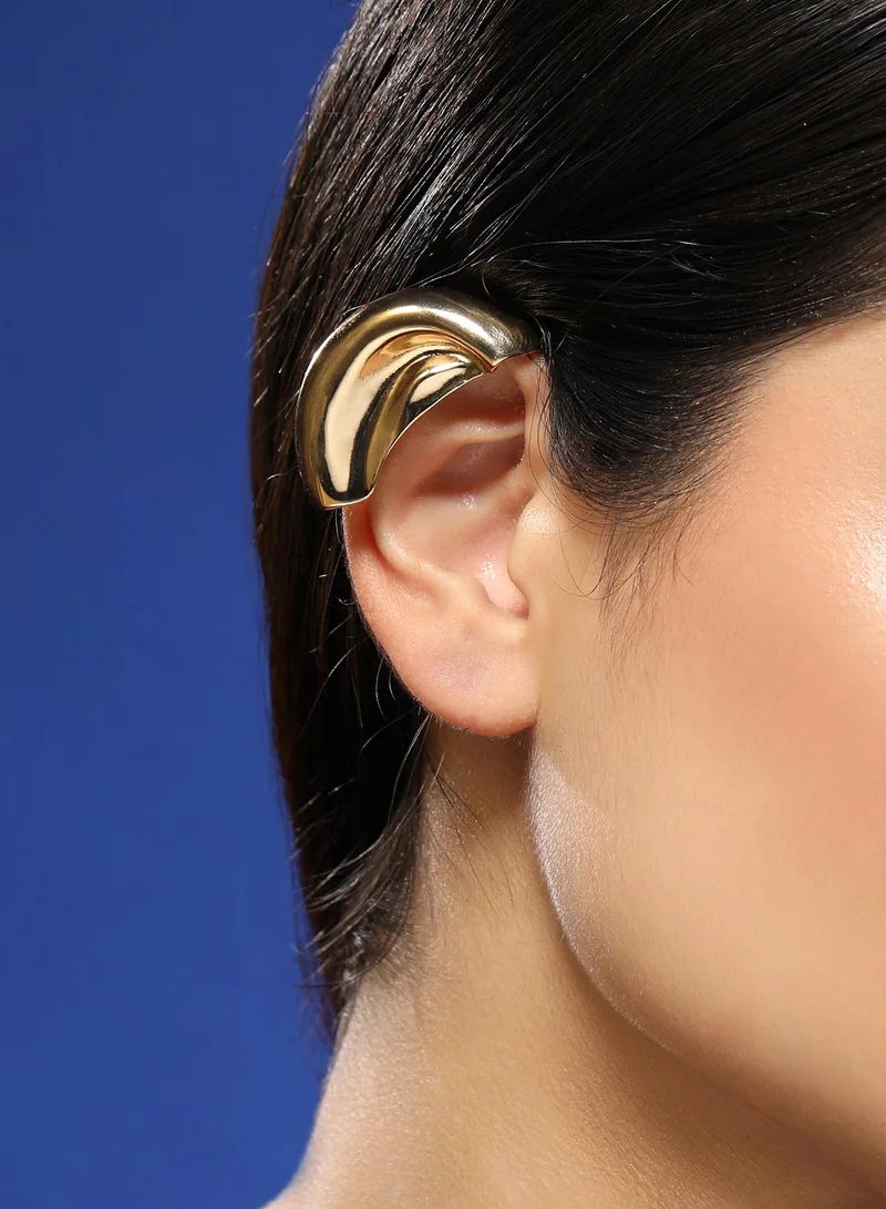 SOHI Women The Metallic-Mold Cuff Earrings | California Gold Colour | One-Size | Metallic Alloy Material | Slip On Closure | Earrings For Casual & Evening Wear