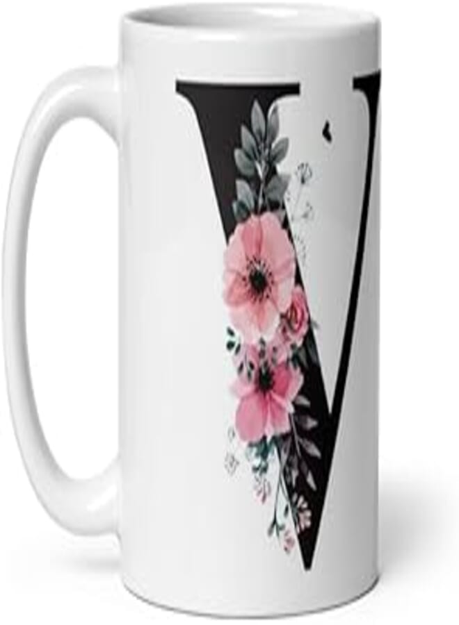 Creative Printed Mug With Special Design - Letter V 