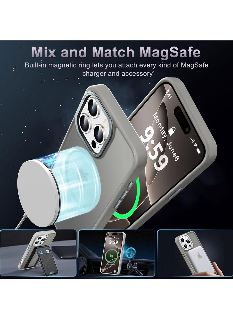 Generic - Magnetic Case for iPhone 16 Pro Max 6.9 Inch Case Translucent Matte Phone Case Slim Thin Shockproof Anti-Yellow Women Men Girls Boys Protective Cover (Titanium) - Image 1