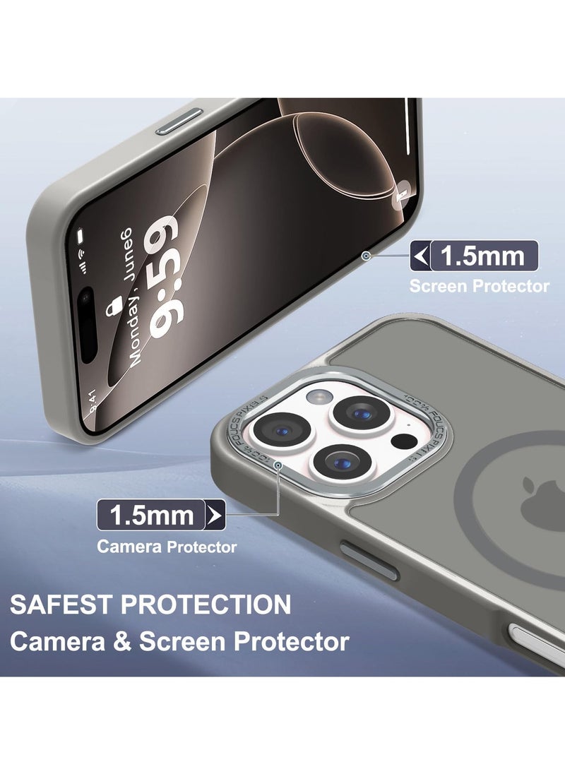 Generic - Magnetic Case for iPhone 16 Pro Max 6.9 Inch Case Translucent Matte Phone Case Slim Thin Shockproof Anti-Yellow Women Men Girls Boys Protective Cover (Titanium) - Image 1