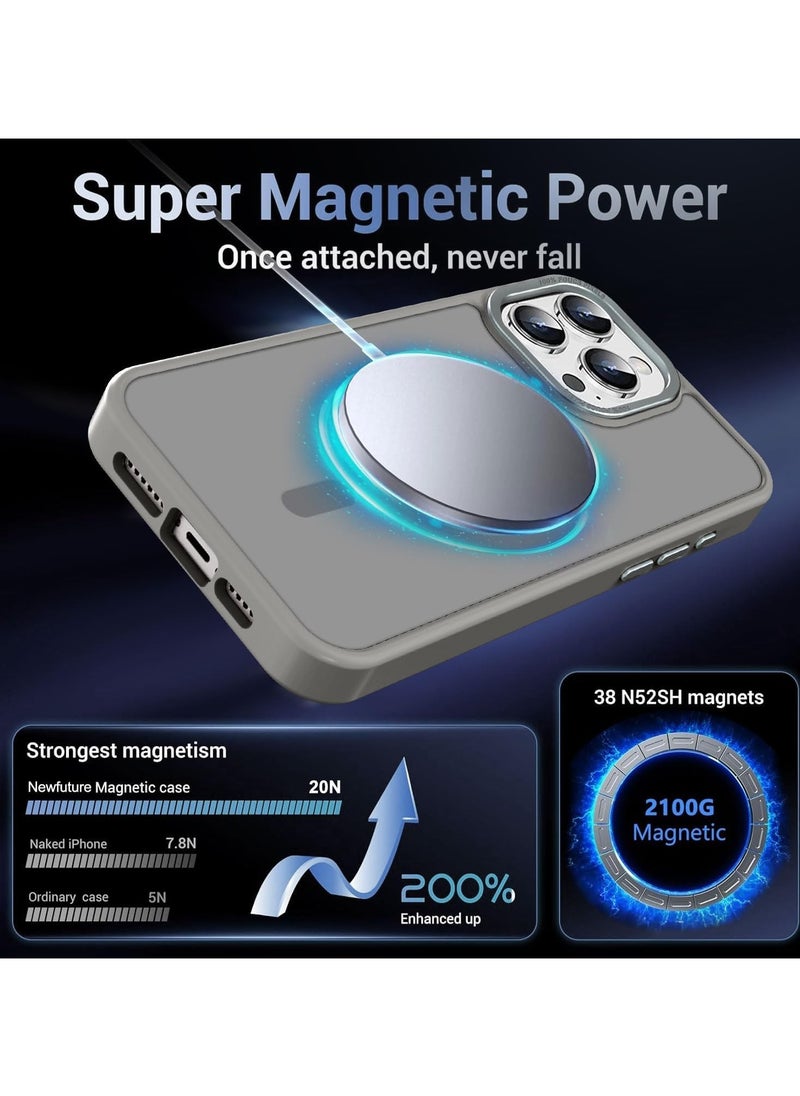 Generic - Magnetic Case for iPhone 16 Pro Max 6.9 Inch Case Translucent Matte Phone Case Slim Thin Shockproof Anti-Yellow Women Men Girls Boys Protective Cover (Titanium) - Image 1