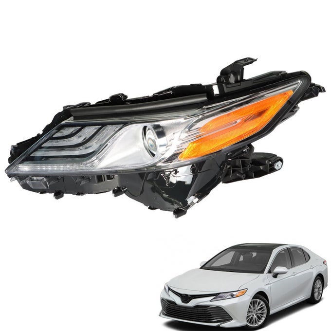 Headlight Black Housing Assembly Clear Lens Headlights Left Side Replacement For 2018 2019 2020 Camry Xlexse