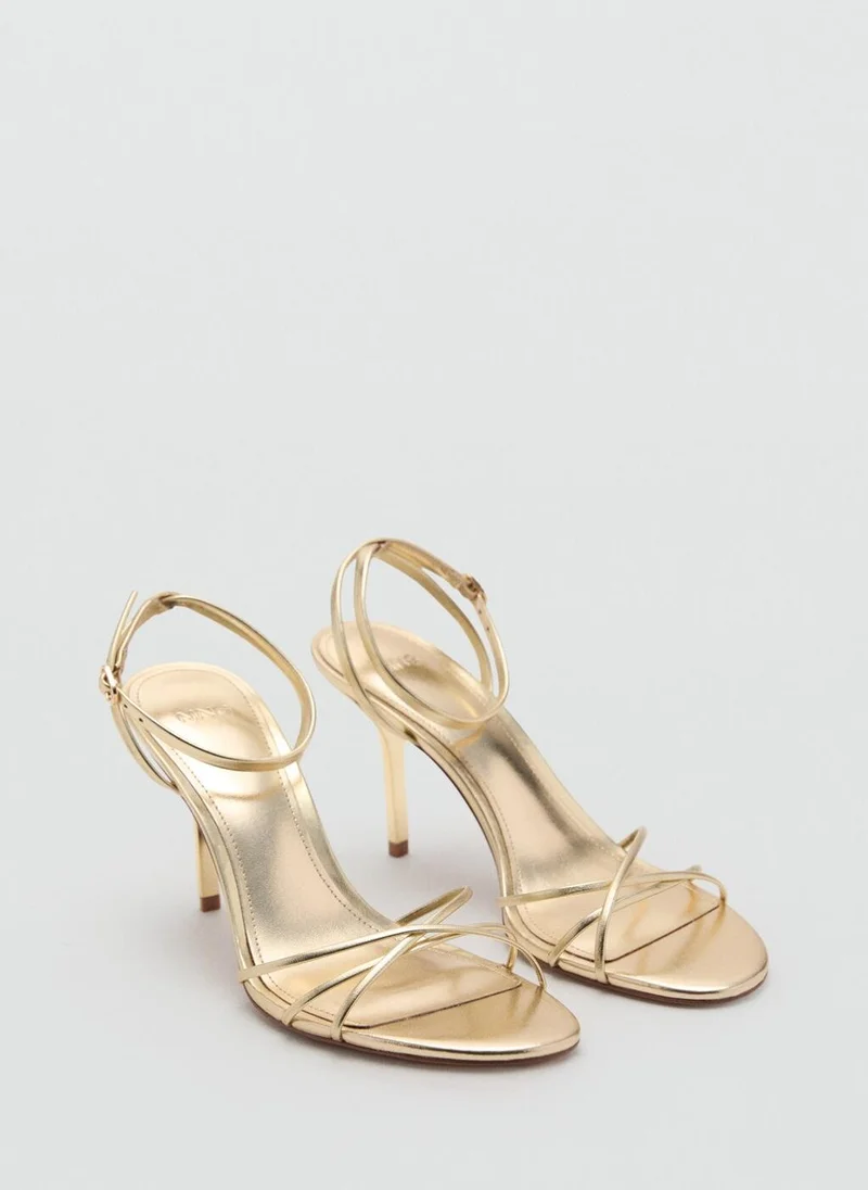 مانجو Heeled Sandal With Crossed Straps