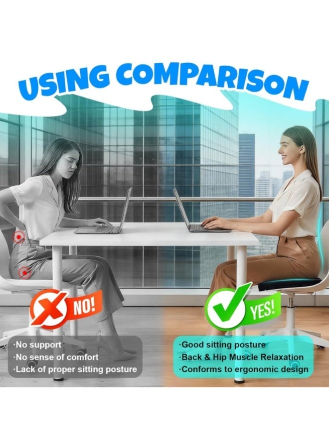 oldlaiben Seat Cushion Memory Foam Seat Cushion Ergonomic Office Chair Cushion Orthopedic Car Seat Cushion Butt Pillow - Sciatica & Hip & Coccyx Pain Relief for Office Chair, Car Seat, Airplane, Bleacher Support Seat - Image 5