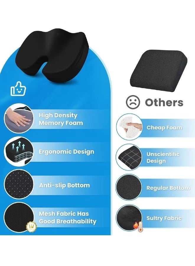 oldlaiben Seat Cushion Memory Foam Seat Cushion Ergonomic Office Chair Cushion Orthopedic Car Seat Cushion Butt Pillow - Sciatica & Hip & Coccyx Pain Relief for Office Chair, Car Seat, Airplane, Bleacher Support Seat - Image 4