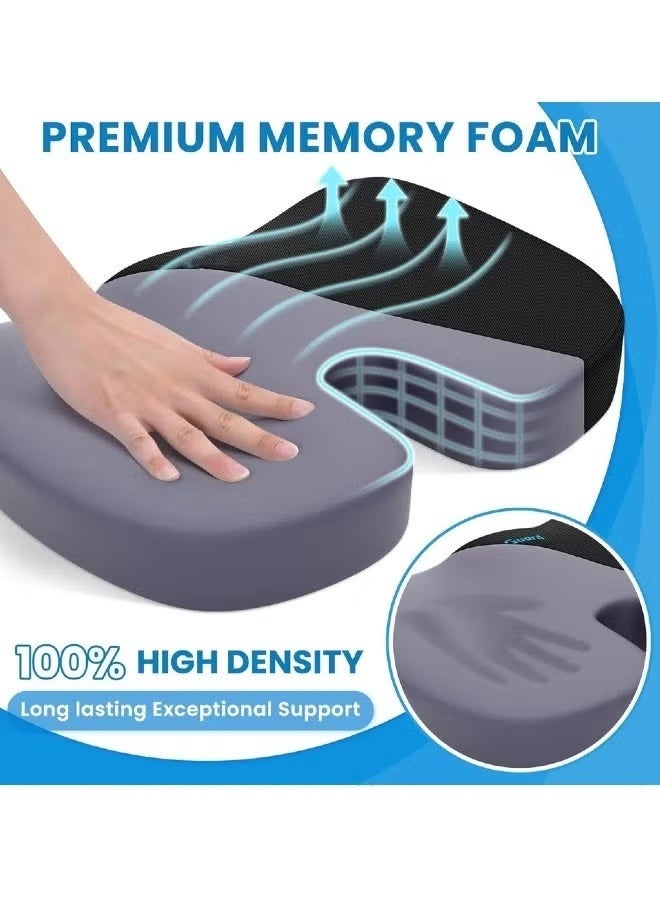 oldlaiben Seat Cushion Memory Foam Seat Cushion Ergonomic Office Chair Cushion Orthopedic Car Seat Cushion Butt Pillow - Sciatica & Hip & Coccyx Pain Relief for Office Chair, Car Seat, Airplane, Bleacher Support Seat - Image 3