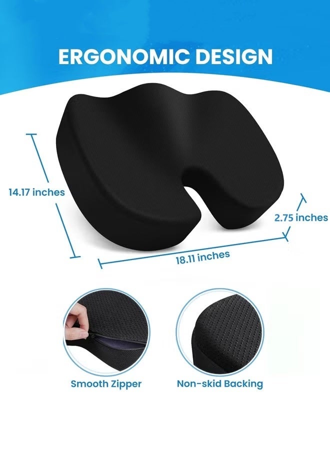 oldlaiben Seat Cushion Memory Foam Seat Cushion Ergonomic Office Chair Cushion Orthopedic Car Seat Cushion Butt Pillow - Sciatica & Hip & Coccyx Pain Relief for Office Chair, Car Seat, Airplane, Bleacher Support Seat - Image 2