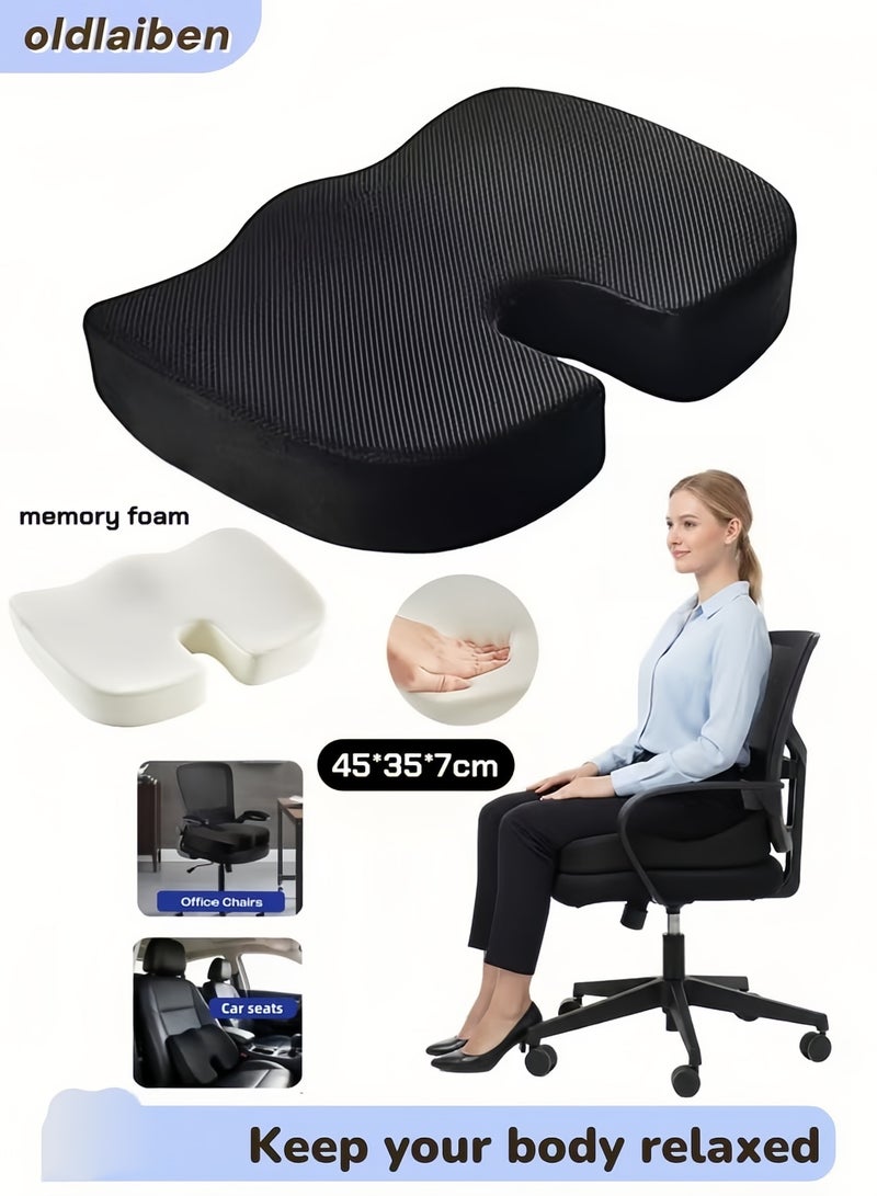oldlaiben Seat Cushion Memory Foam Seat Cushion Ergonomic Office Chair Cushion Orthopedic Car Seat Cushion Butt Pillow - Sciatica & Hip & Coccyx Pain Relief for Office Chair, Car Seat, Airplane, Bleacher Support Seat - Image 1