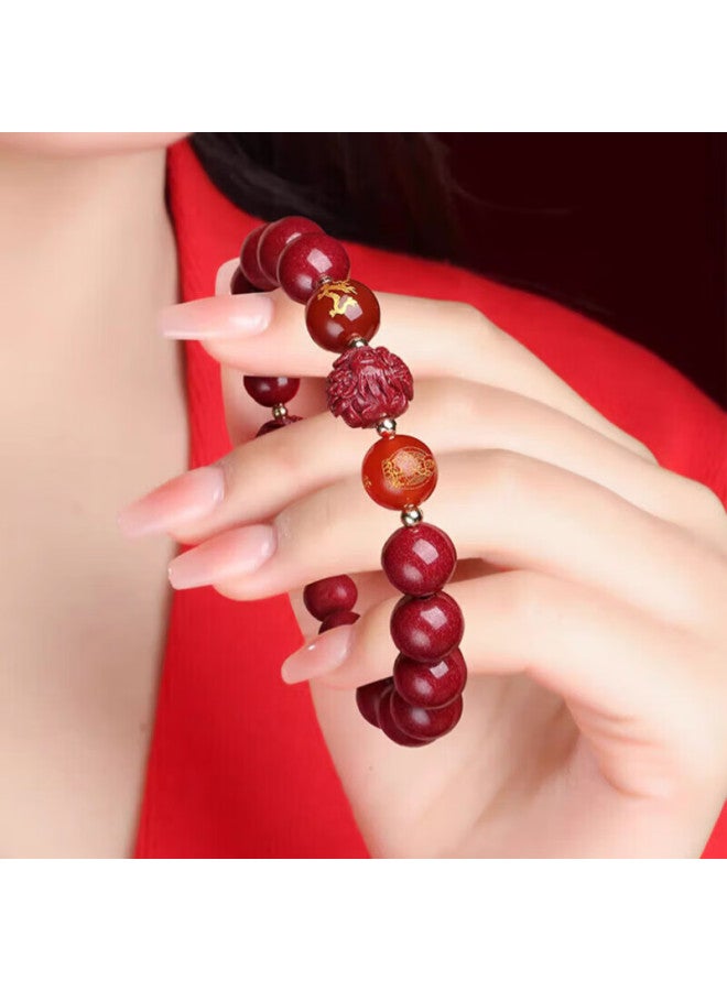 Manhe Cinnabar Beaded Bracelet Men Three Harmonies Six Combinations Amulet elry Women's Lucky Beads Girlfriend Birthday Gift - Image 2