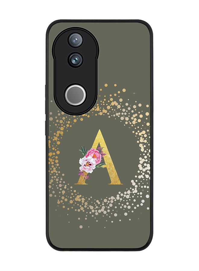 Stylizedd For Vivo V50 / vivo V50e 5G Case,Slim fit Camera Protection, Shockproof Thin Phone cover  - Custom Monogram Floral - A  (Olive Green ) - Image 1