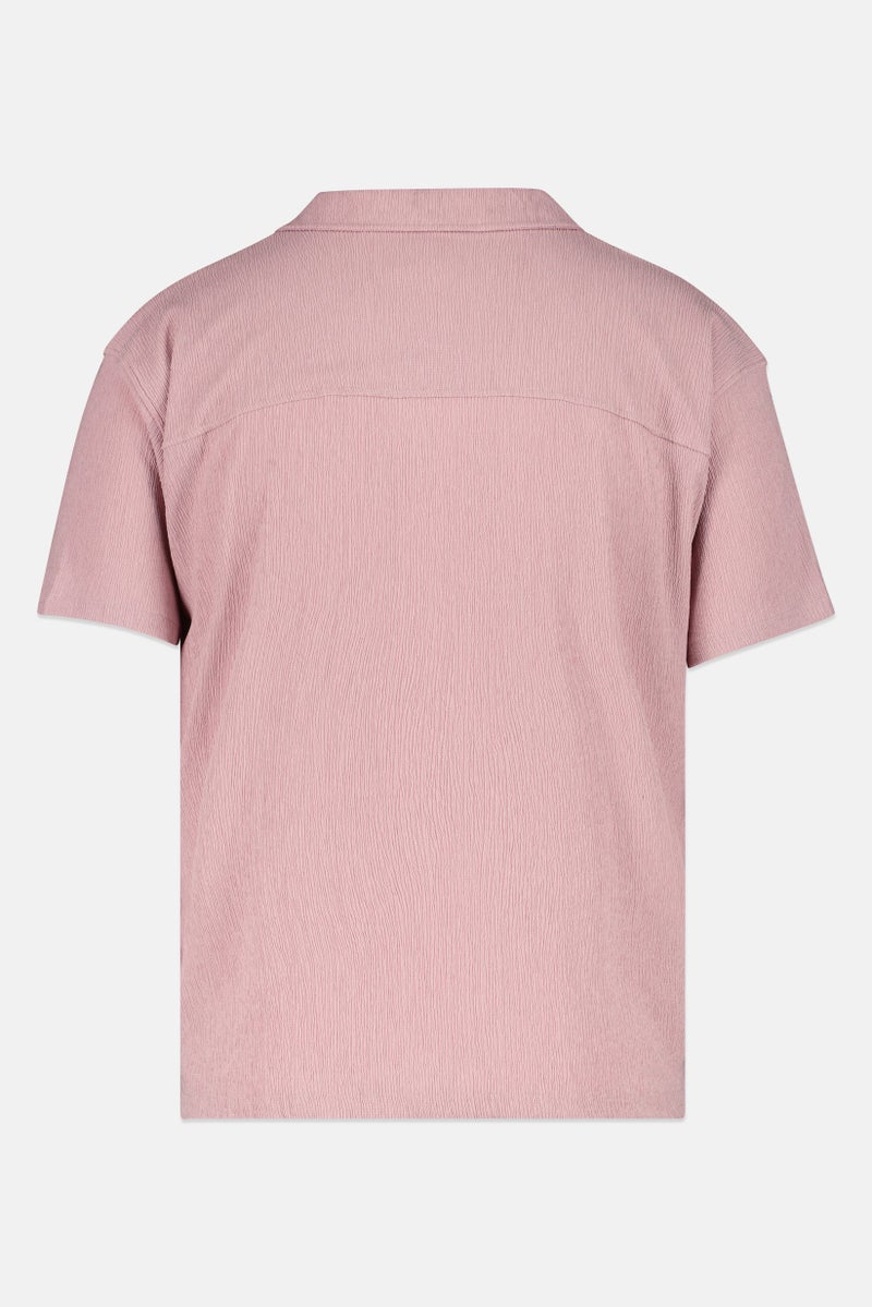 BRAVE SOUL Men Regular Fit Solid Short Sleeve Casual Shirts, Pink - Image 2