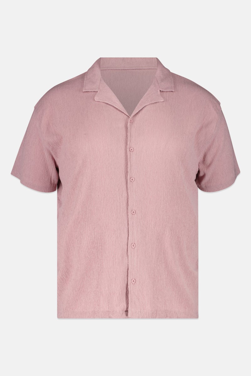BRAVE SOUL Men Regular Fit Solid Short Sleeve Casual Shirts, Pink - Image 4