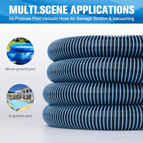 GUEQUITLEX Pool Vacuum Hose With Swivel Cuff 1-1/2" Diameter 18FT Flexible Heavy Duty Pool Vacuum Cleaning Hose Perfect for Above&In Ground Swimming Pool - Image 4