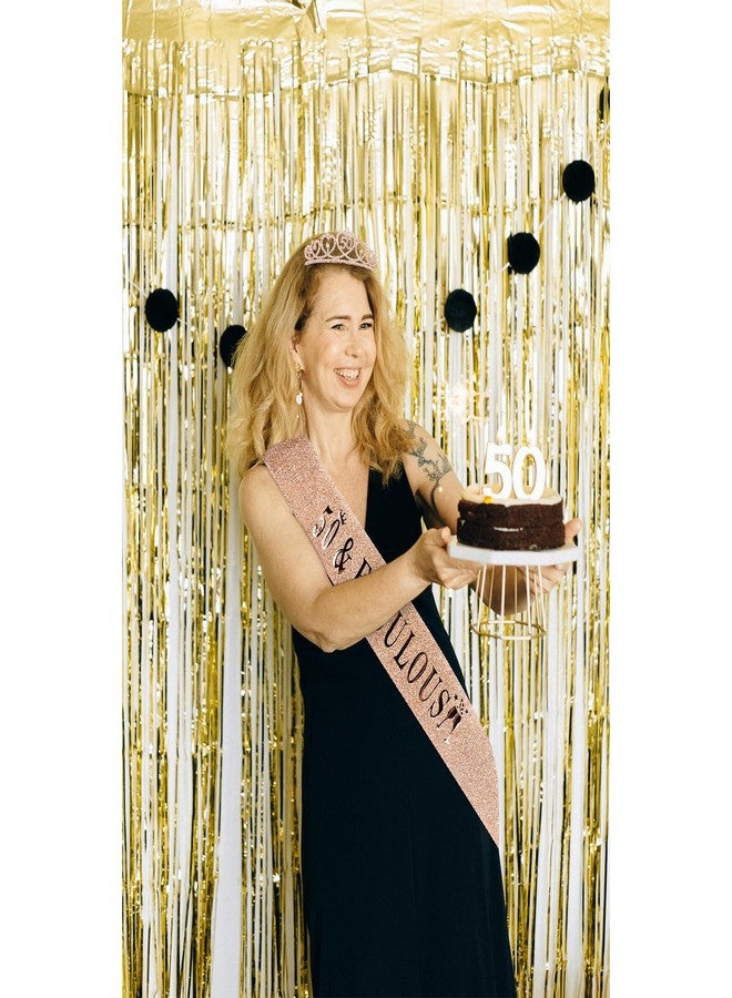 Amariver 50th Birthday Crown and Sash for Girls 50th Birthday Decoration 50th Rose Gold Tiara and 50&Fabulous Sash 50th Party Gifts Party Supplies - Image 5
