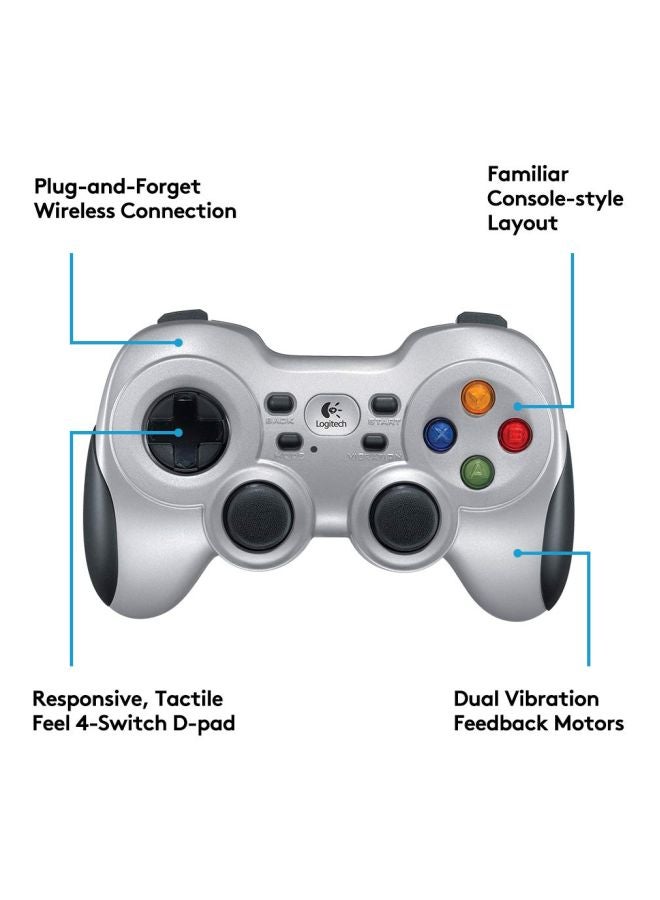 Logitech F710 Wireless Gamepad, 2.4 GHz Wireless with USB Nano-Receiver, Controller Dual Vibration Feedback, 4 Switch D-Pad, PC - Silver/Black - Image 2