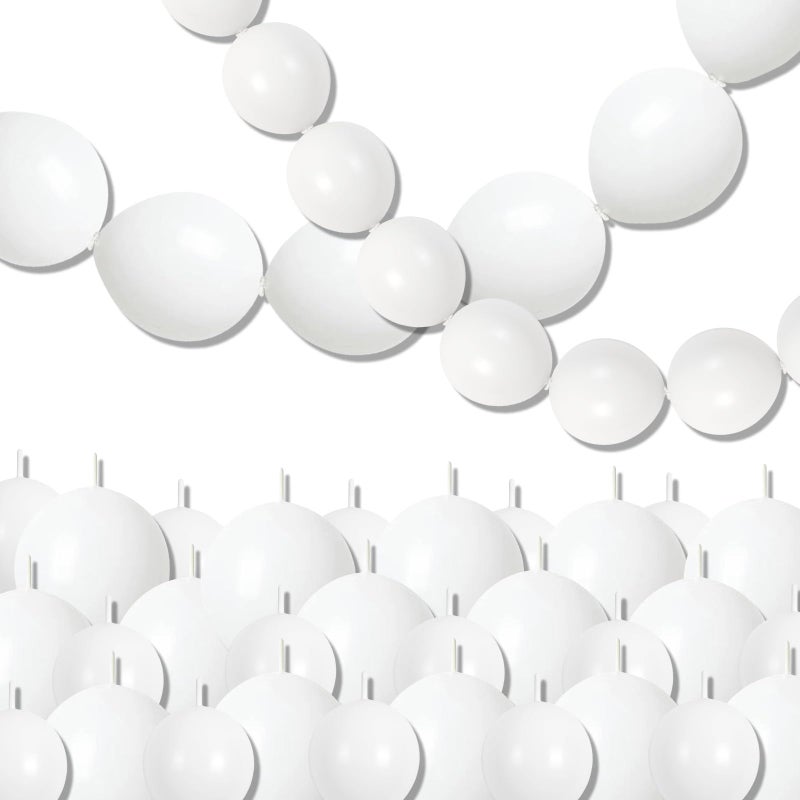 Govpy White Quick Link Balloons, 120PCS Linking Balloons for Making Balloon Wall Balloon Arch Balloon Chains, Pearl Balloons for Wedding Birthday Baby Shower Graduation Grad Party Decorations (6+10inch) - Image 1