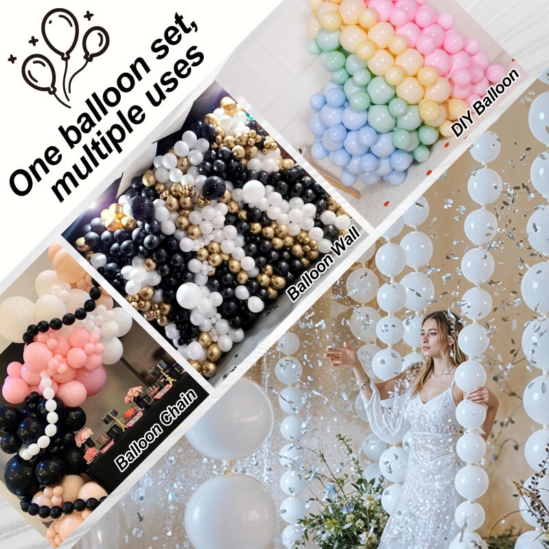 Govpy White Quick Link Balloons, 120PCS Linking Balloons for Making Balloon Wall Balloon Arch Balloon Chains, Pearl Balloons for Wedding Birthday Baby Shower Graduation Grad Party Decorations (6+10inch) - Image 3