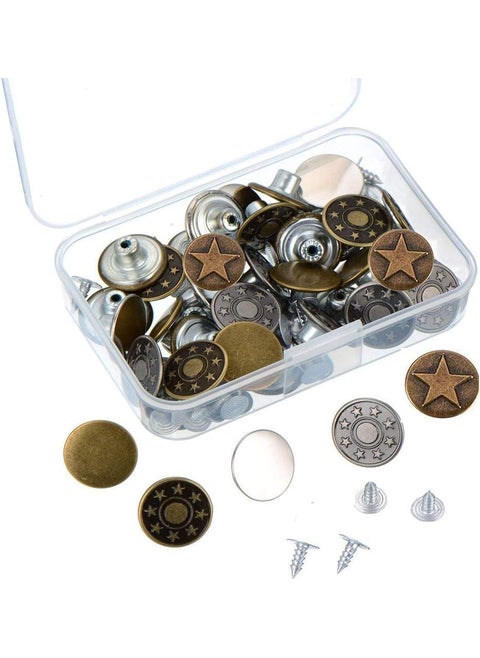 Metal Tack Buttons l Detachable Buttons for Jeans l Metal No Sew Tightener l Tack Snap Jeans Buttons l Reduce Big Pant Waist l Adjustable Metal Pants Button l Instant Pant Waist Button Pin