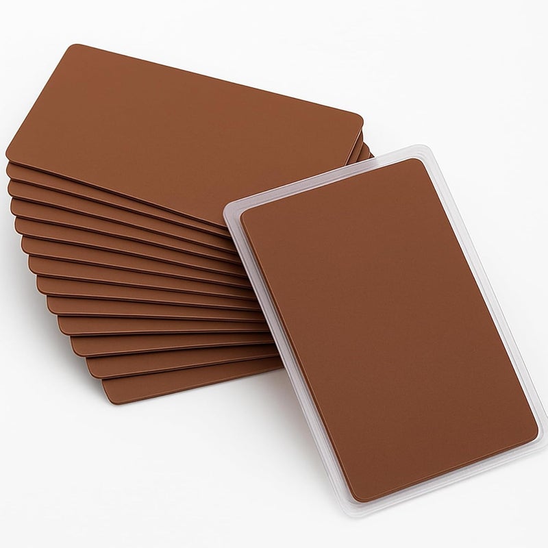 OESDLTD Thick Aluminum Metal Business Cards Anodized Aluminum 86 X 54 X 0.8mm 15 pcs Include Protector Sleeves (Brown) - Image 1