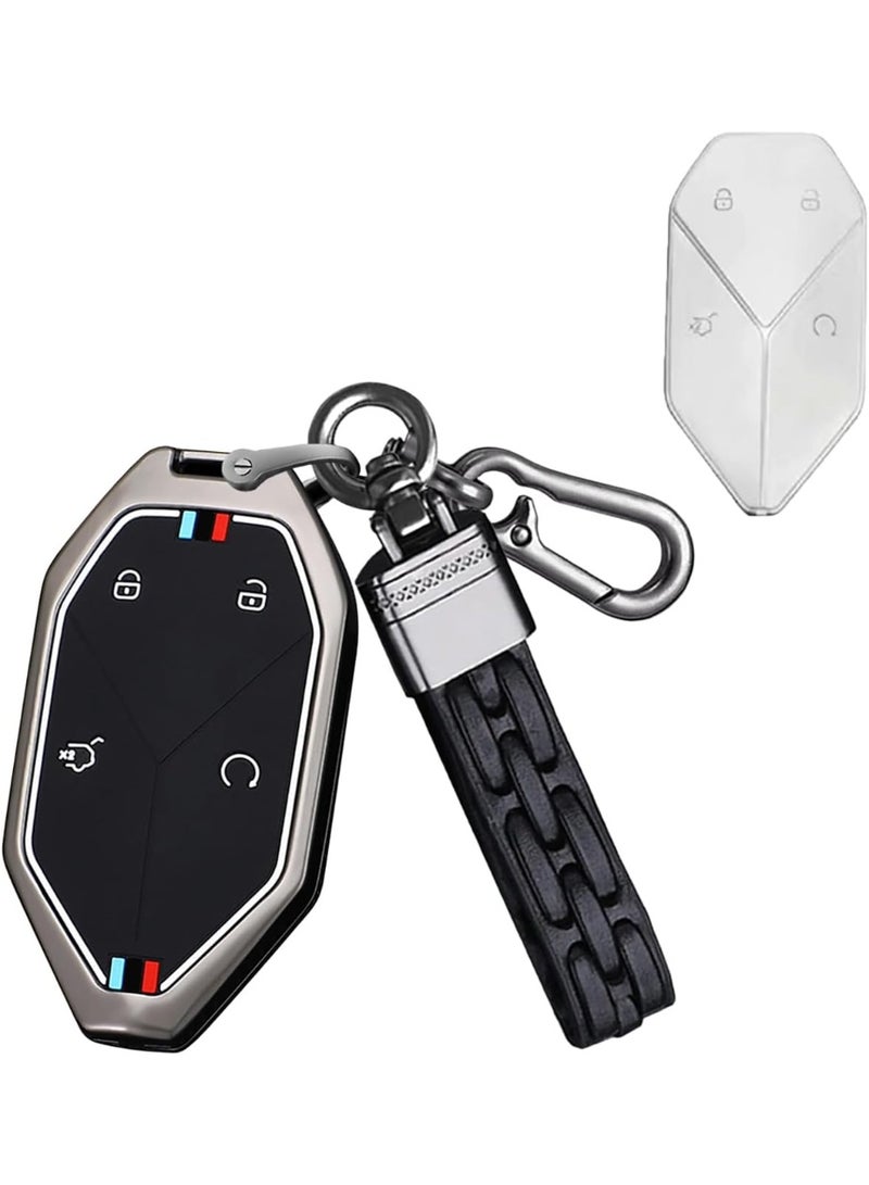 NOSKIN Key Fob Cover Fit for BYD Formula Leopard 5/8 2023 2024 2025 2026 ,Metal Silicone Shell with Leather Keychain ,Full Protection Key Case - Image 1