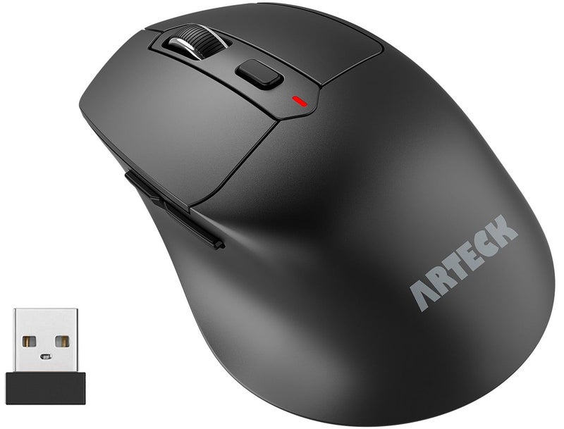 Arteck 2.4G Wireless Mouse with Nano USB Receiver Ergonomic Right Hand Silent Clicking with Backward & Forward for Computer/Desktop/PC/Laptop and Windows 10/8/7 Build in Rechargeable Battery - Image 1