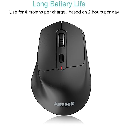 Arteck 2.4G Wireless Mouse with Nano USB Receiver Ergonomic Right Hand Silent Clicking with Backward & Forward for Computer/Desktop/PC/Laptop and Windows 10/8/7 Build in Rechargeable Battery - Image 5
