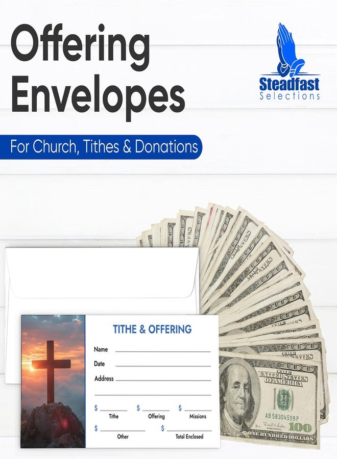 Steadfast Selections Christian Church Tithing Envelopes Self-Seal (500 Pack) - 6.5"x3.5" Offering Envelopes with Pre-Printed Fields for Tithes, Offerings, and Missions (Modern) - Image 3