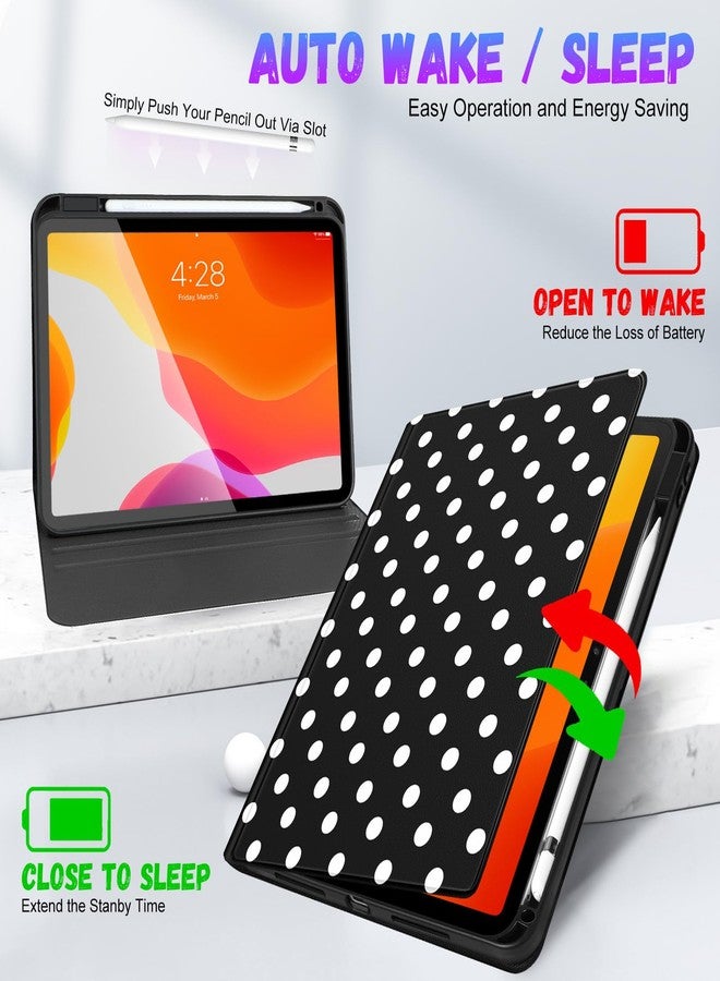 Wazzasoft غطاء Wazzasoft الذكي القابل للطي لأجهزة iPad Air مقاس 11 بوصة (الجيل M3/M2)، وiPad Air من الجيل الخامس/الرابع، وiPad Pro مقاس 11 بوصة (الجيل الرابع/الثالث/الثاني/الأول) - غطاء أنيق للنساء والفتيات (تشغيل/إيقاف تلقائي) مع حامل قلم مدمج، بنقشة منقطة. - Image 5