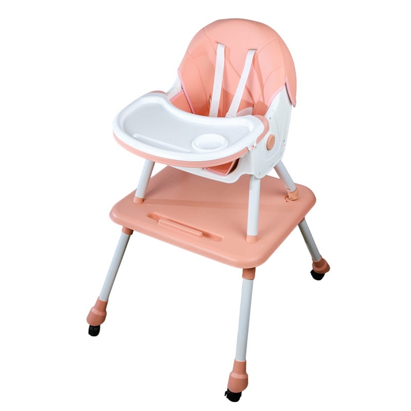 Feeding Dining Leather Chair 2 in 1 with Table Pink - KD-1 - Image 1
