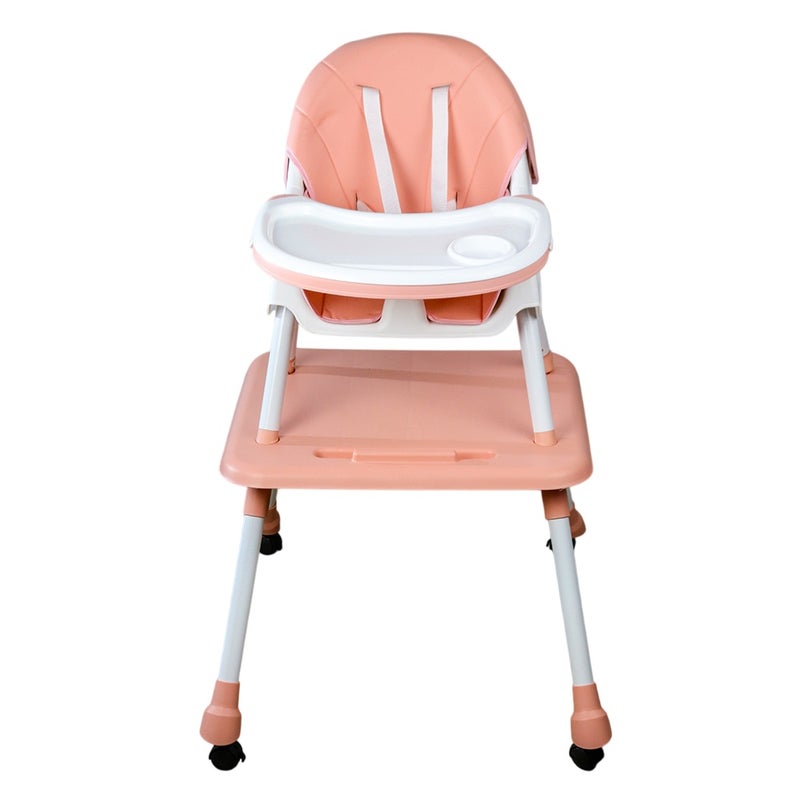 Feeding Dining Leather Chair 2 in 1 with Table Pink - KD-1 - Image 3