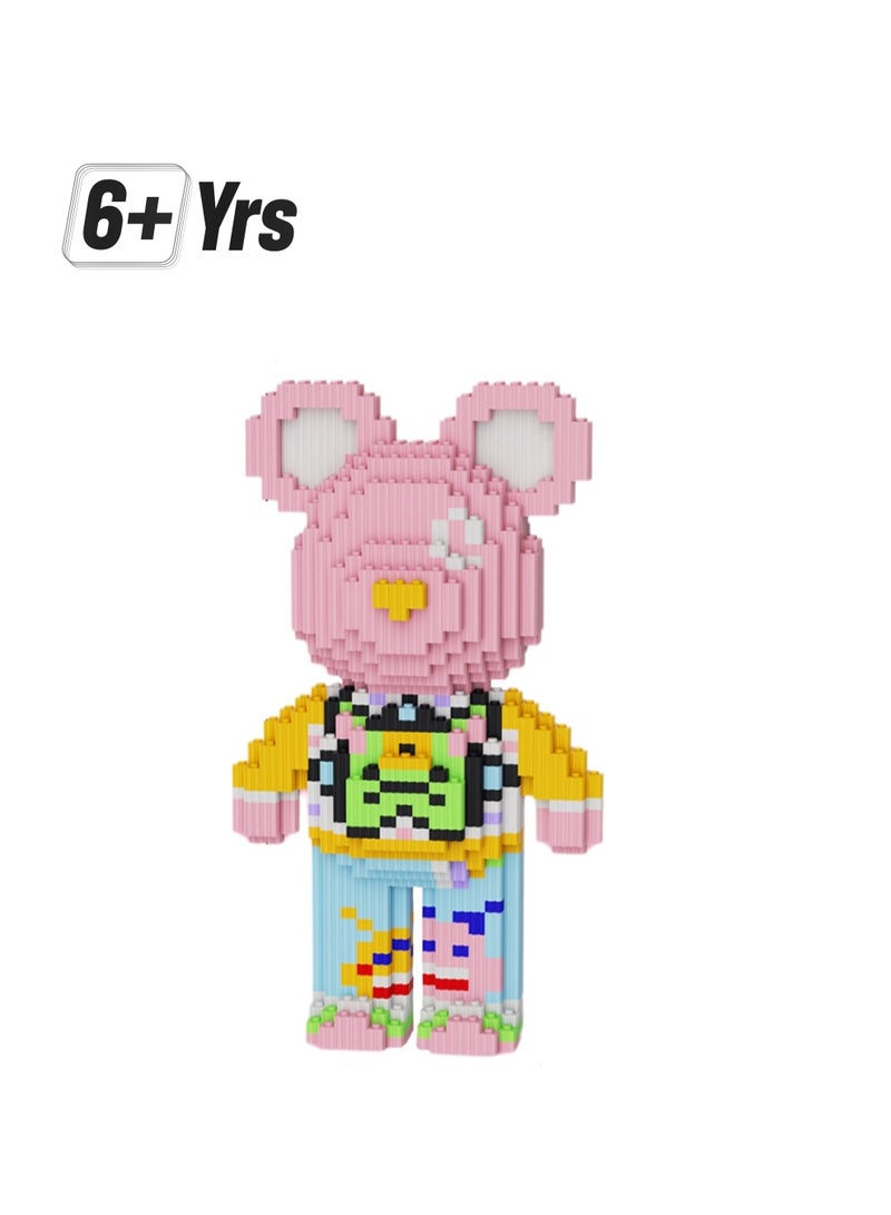 Miniature Small Particle Puzzle Building Blocks Gift Children's Educational Toy Puzzle (Pink Short-sleeved Trousers Bear)  - Image 1