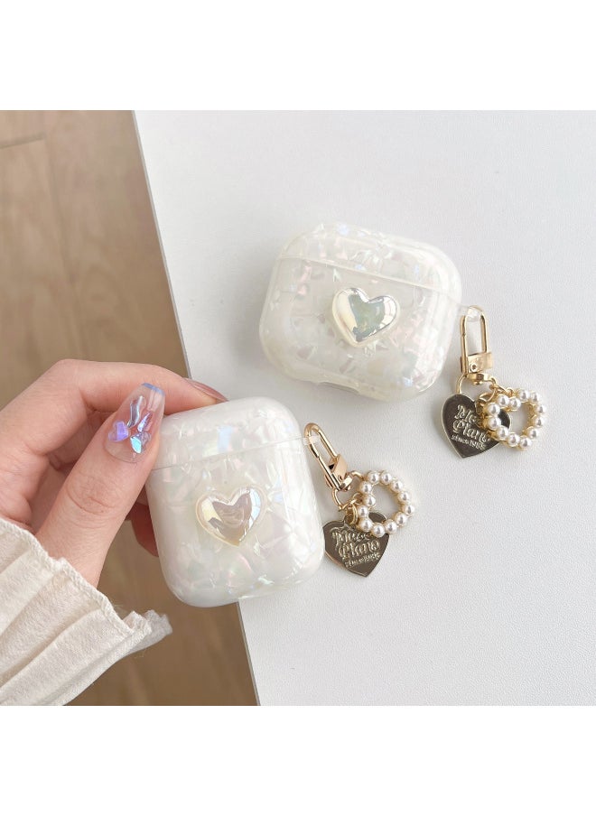 Generic - Shell Pattern Three-dimensional Color Plating Love For AirPods 1/2/3 Generation Protective Case Pro2 Bluetooth Headset Protective Case-Color:Shell Pattern-three-dimensional Color Plating Love + Pendant-Model:airpods1/2 Generation - Image 1