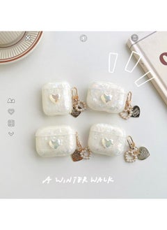 Shell Pattern Three-dimensional Color Plating Love For AirPods 1/2/3 Generation Protective Case Pro2 Bluetooth Headset Protective Case-Color:Shell Pattern-three-dimensional Color Plating Love + Pendant-Model:airpods1/2 Generation
