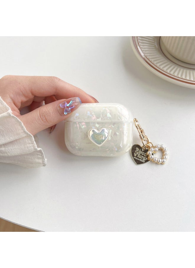 Generic - Shell Pattern Three-dimensional Color Plating Love For AirPods 1/2/3 Generation Protective Case Pro2 Bluetooth Headset Protective Case-Color:Shell Pattern-three-dimensional Color Plating Love + Pendant-Model:airpods1/2 Generation - Image 1