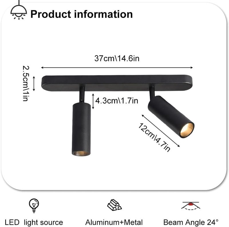 Low wear optimized design Modern Ceiling Spotlight Fixture 2-Way Spot Light Ceiling Bar Adjustable Fixed Track Lighting Kit, 90°+360° Rotation Directional Spotlights Accent Lamps for Gal，Black6000K 10W*2 All governorates deliver Minimal design Replaceable parts Practical versatile construction Upgraded quality Month-round consistent deliver UV resistant Repeated use resistant selected material Elegant practical design Coast & inland available Wide range expanded design All-round applied quality Sufficient order stock Multi-demand compliant quality Fixed delivery schedule Liquid tight joint Global simple assemble options Growing order stock support Local & cross border ship compatible Medium weight Multi-goal comprehensive design Season change compatible build Salt resistant coating Year round in stock - Image 4