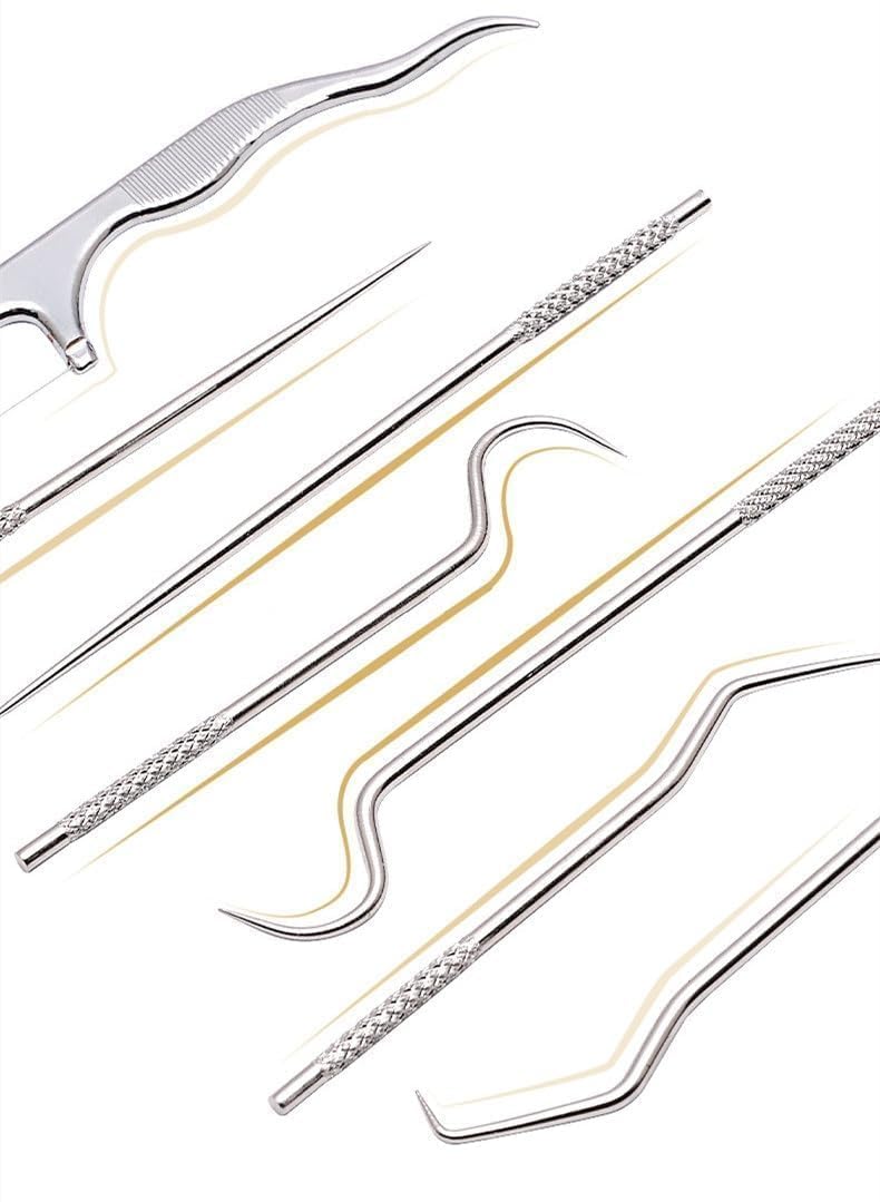 SPAREQUE tooth claening kit,Dental Tools, 7 in 1 Stainless Steel Teeth Cleaning Tool Kit, Dental Hygiene Kit Toothpicks Cleaning Picks Flosser for Teeth Braces Cleaning Tools - Image 2