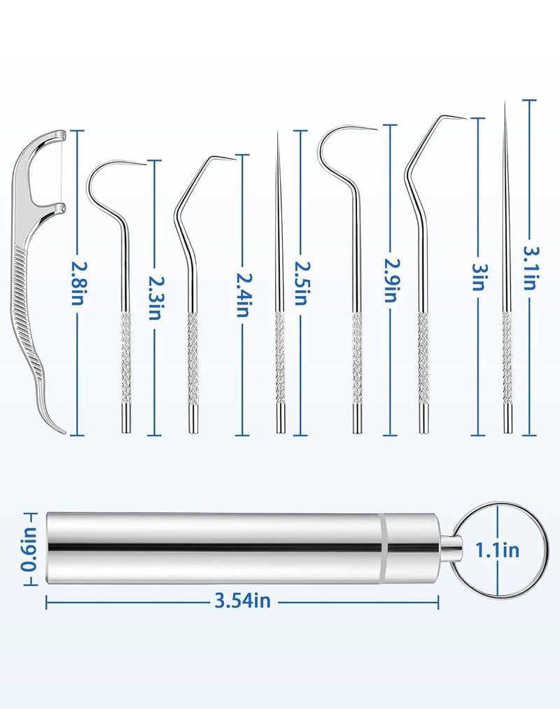 SPAREQUE tooth claening kit,Dental Tools, 7 in 1 Stainless Steel Teeth Cleaning Tool Kit, Dental Hygiene Kit Toothpicks Cleaning Picks Flosser for Teeth Braces Cleaning Tools - Image 3