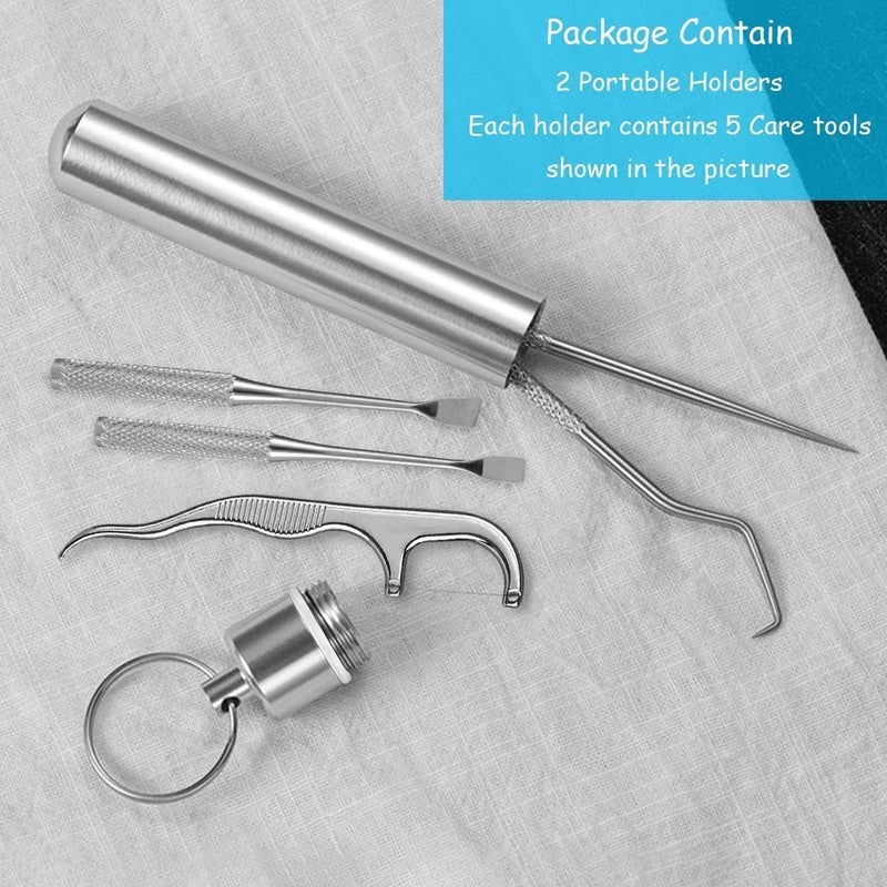 SPAREQUE tooth claening kit,Dental Tools, 7 in 1 Stainless Steel Teeth Cleaning Tool Kit, Dental Hygiene Kit Toothpicks Cleaning Picks Flosser for Teeth Braces Cleaning Tools - Image 5